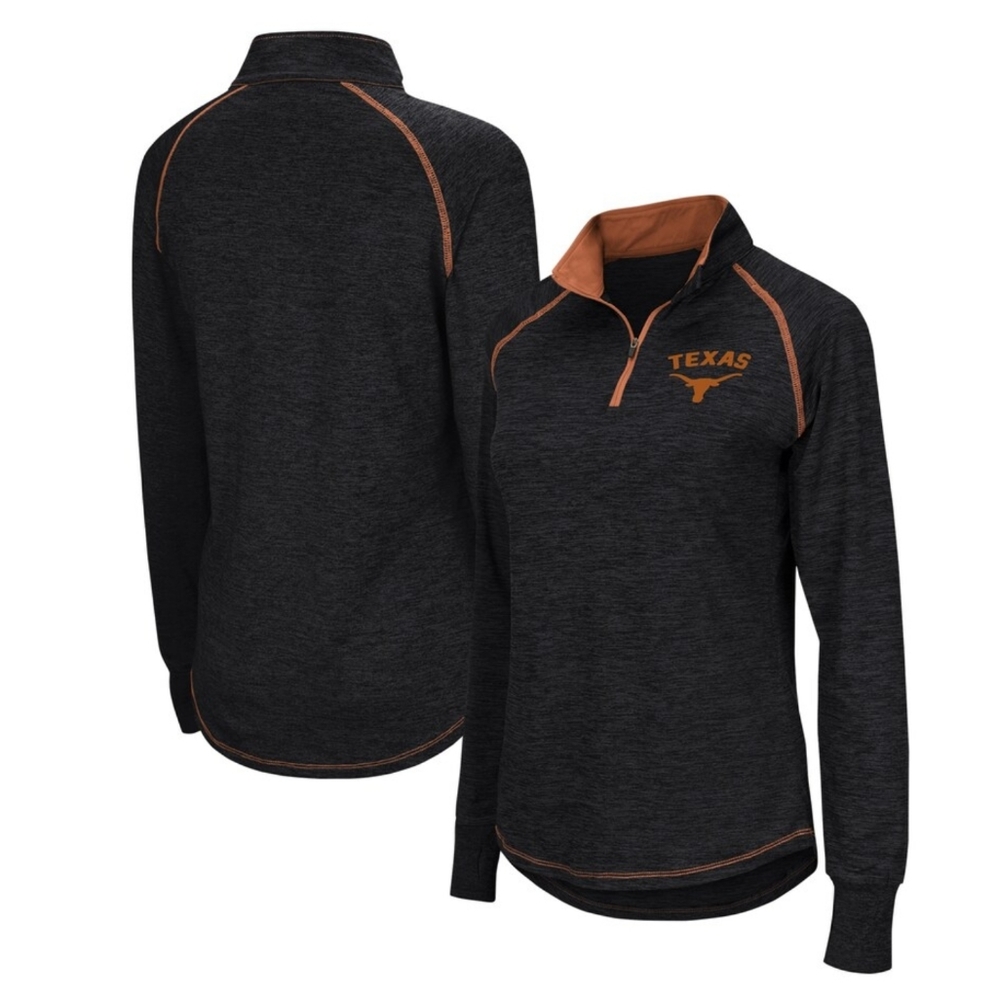 Texas Longhorns Colosseum Women's Bikram Raglan Quarter-Zip Top - Black SMALL